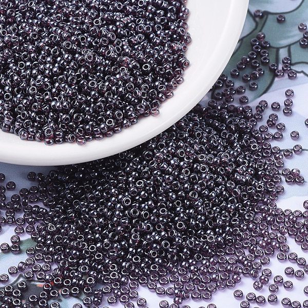 

PandaHall MIYUKI Round Rocailles Beads, Japanese Seed Beads, 11/0, (RR170) Transparent Dark Smoky Amethyst Luster, 2x1.3mm, Hole: 0.8mm..., Purple