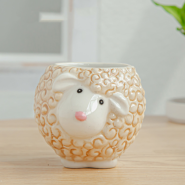 

PandaHall Porcelain Animal Vase Display Decorations, Flower Holder for Home Garden Decoration, Sheep Pattern, 70x85x65mm, Inner Diameter...