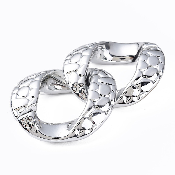 

PandaHall UV Plating Acrylic Linking Rings, Quick Link Connectors, for Curb Chains Jewelry Making, Twist Oval, Silver, 48x42x14mm, Inner...