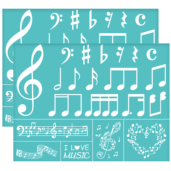 

PandaHall Self-Adhesive Silk Screen Printing Stencil, for Painting on Wood, DIY Decoration T-Shirt Fabric, Turquoise, Musical Note...
