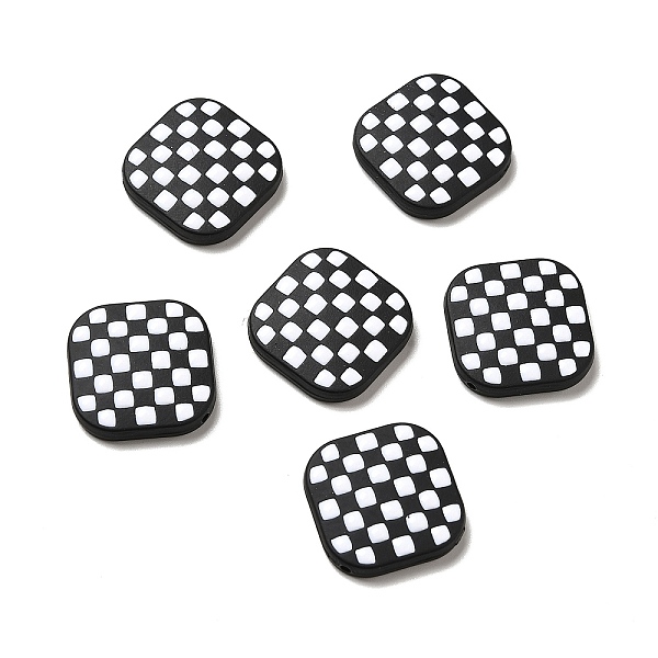 

PandaHall Opaque Acrylic Beads, with Enamel, Rhombus with Tartan Pattern, Black, 24.5x25x5mm, Hole: 1.6mm Acrylic Rhombus Black