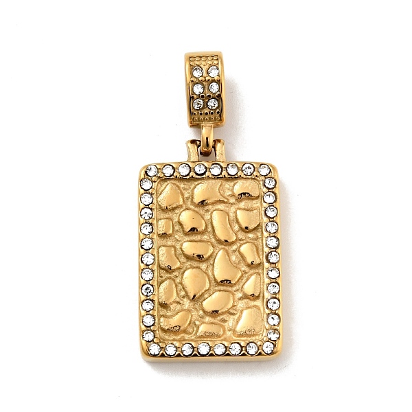 

PandaHall Ion Plating(IP) 304 Stainless Steel Pendants, with Rhinestone, Rectangle, Golden, 35x21x5mm, Hole: 5x8mm 304 Stainless Steel..., Clear