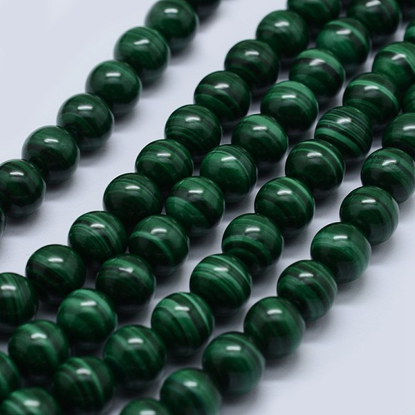 

PandaHall Natural Malachite Beads Strands, Grade AA, Round, 4mm, Hole: 0.6mm, about 95pcs/strand, 15.5 inch(39.5cm) Malachite Round