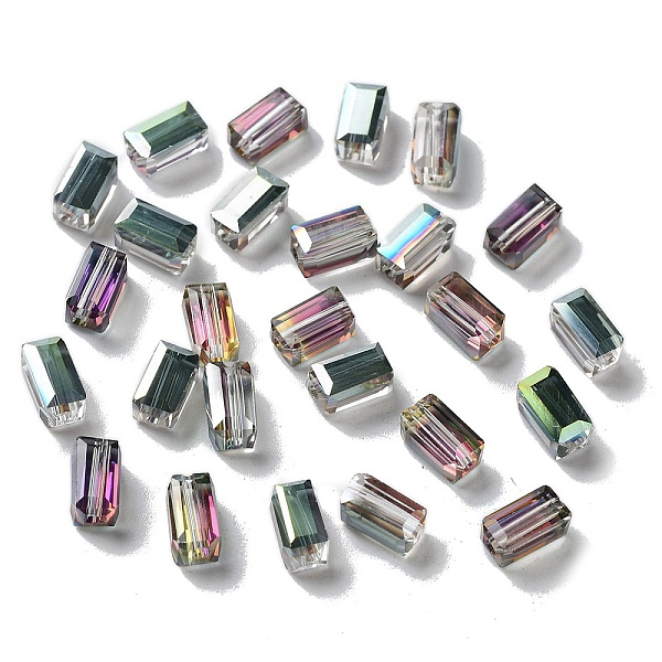 

PandaHall Electroplate Glass Beads, Full Rainbow Plated, Faceted, Cuboid, Colorful, 8x4x4mm, Hole: 1mm Glass Cuboid