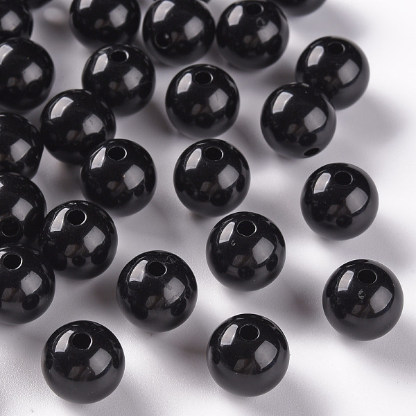 

PandaHall Opaque Acrylic Beads, Round, Black, 12x11mm, Hole: 1.8mm, about 566pcs/500g Acrylic Round Black