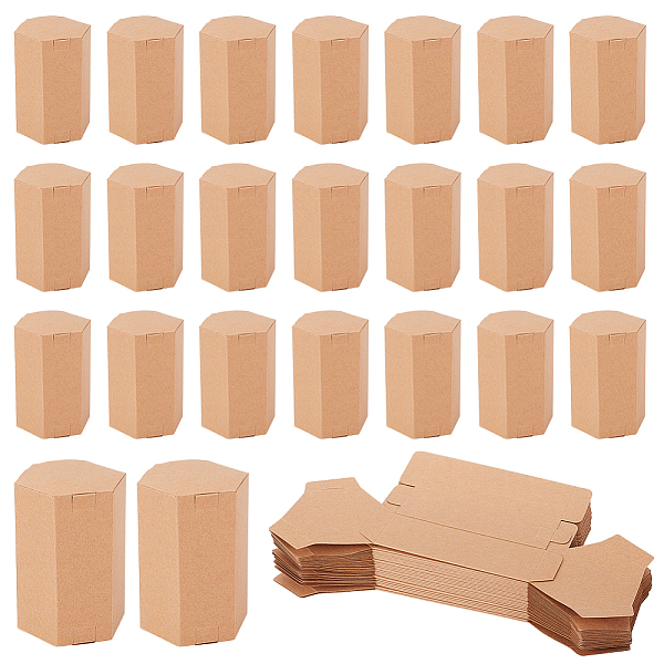 

PandaHall Hexagon Kraft Paper Handmade Soap Gift Storage Boxes, Gift Case for Tea, BurlyWood, 11x7x8cm Paper Hexagon Orange
