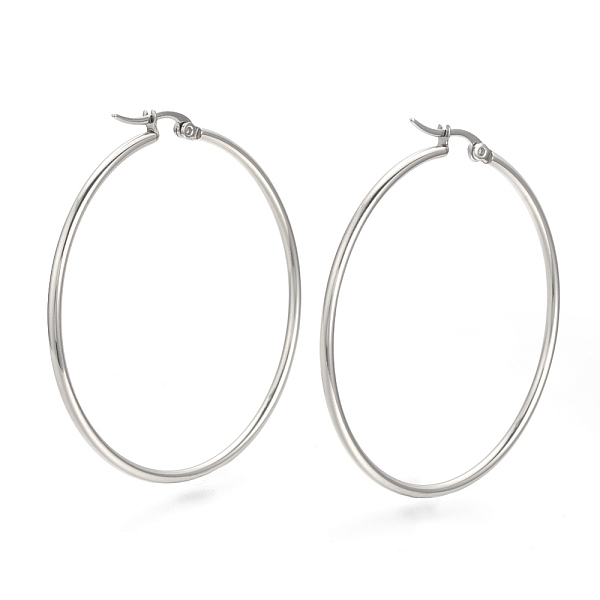 

PandaHall 201 Stainless Steel Hoop Earrings, Stainless Steel Color, 12 Gauge, 52x50x2mm, Pin: 0.8mm 201 Stainless Steel
