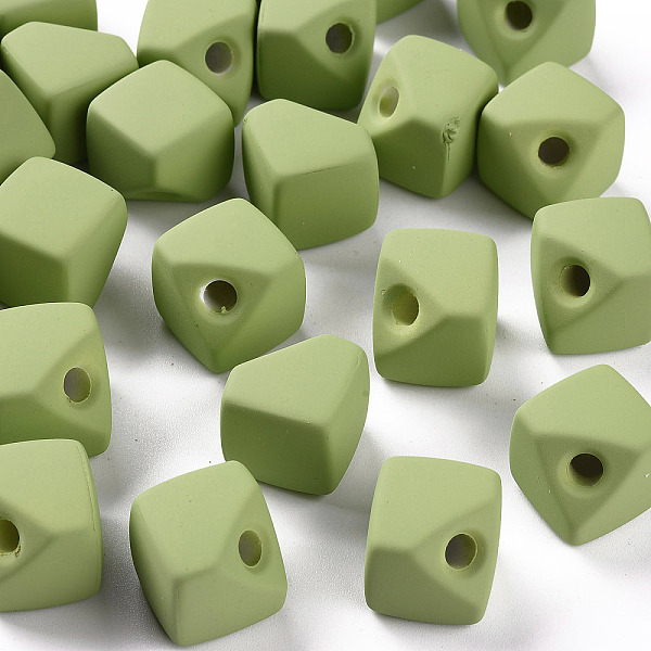 

PandaHall Acrylic Beads, Rubberized Style, Half Drilled, Gap Cube, Yellow Green, 13.5x13.5x13.5mm, Hole: 3.5mm Acrylic Cube