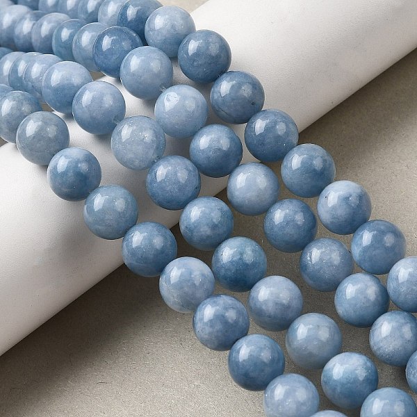 Naturels teints en blanc perles de jade brins