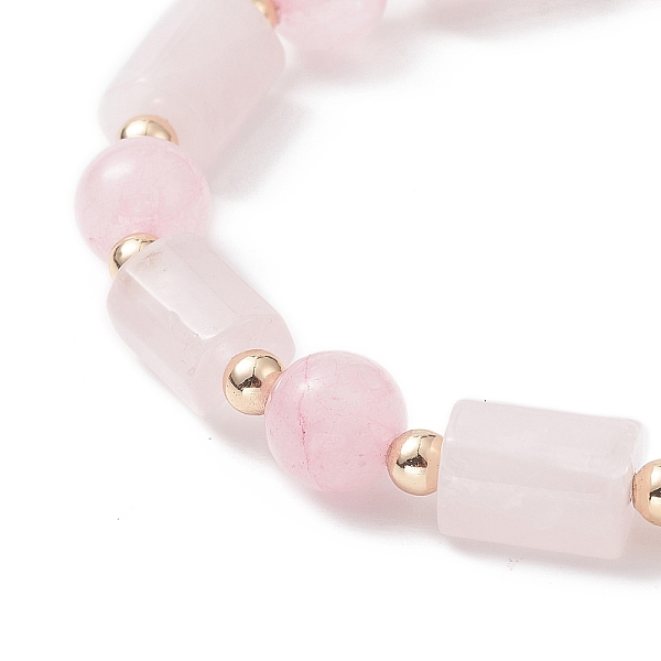 

PandaHall Natural Rose Quartz Column & Round Stretch Bracelet for Women, Inner Diameter: 2 inch(5cm) Rose Quartz