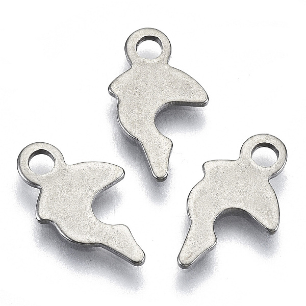 

PandaHall 201 Stainless Steel Charms, Stamping Blank Tag, Laser Cut, Dolphin, Stainless Steel Color, 13.5x7.5x0.7mm, Hole: 1.8mm 201...