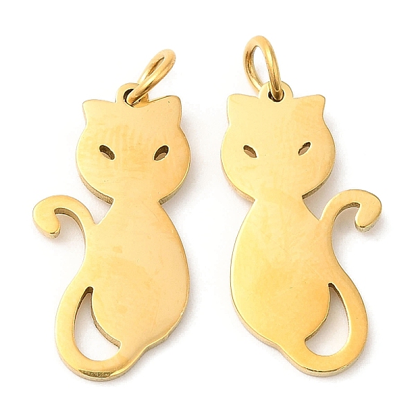 

PandaHall Vacuum Plating 304 Stainless Steel Pendants, with Jump Ring, Cat Charm, Golden, 21x10.5x1.4mm, Hole: 3.2mm 304 Stainless Steel Cat...