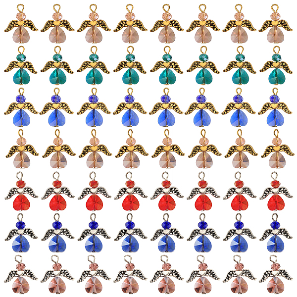 

PandaHall 56Pcs 7 Color Electroplate Glass Pendants, Faceted Angel Charms, with Brass Loops, Mixed Color, 23x20x6.5mm, Hole: 2.5mm..., Multicolor