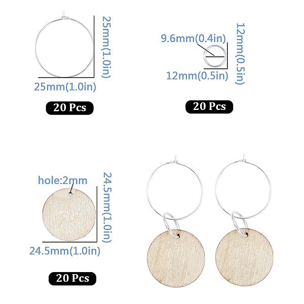 

PandaHall SUNNYCLUE Wooden Wine Glass Charms Tags Wood Wine Glass Identifiers Markers with 20Pcs Wood Pendants & 20Pcs Hoop Earrings..., Orange