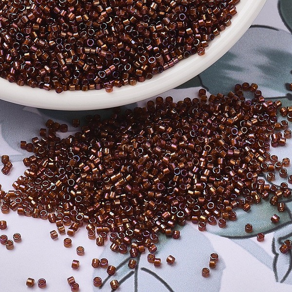 

PandaHall MIYUKI Delica Beads, Cylinder, Japanese Seed Beads, 11/0, (DB1750) Sparkling Beige Lined Root Beer AB, 1.3x1.6mm, Hole: 0.8mm..., Brown