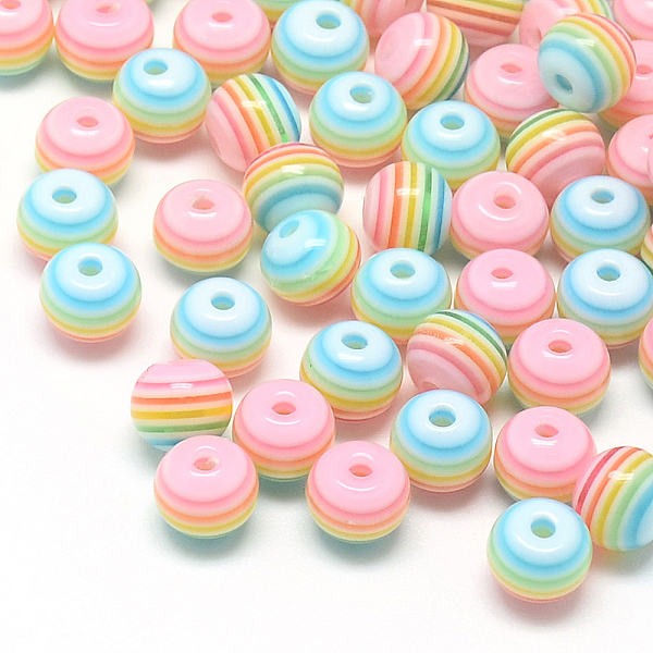 

PandaHall Transparent Stripe Resin Beads, Round, Pink, 8mm, Hole: 1.6~2mm Resin Round
