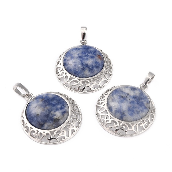 

PandaHall Natural Blue Spot Jasper Pendants with Hollow Platinum Brass Findings, Flat Round, 33.5x30x6mm, Hole: 8x5mm Blue Spot Jasper Flat...