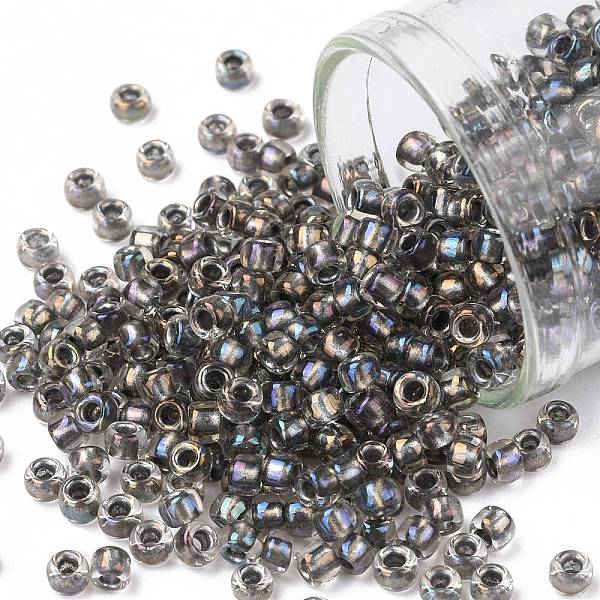 

PandaHall TOHO Round Seed Beads, Japanese Seed Beads, (266) Inside Color Gold Luster Crystal/Opaque Gray, 8/0, 3mm, Hole: 1mm, about...