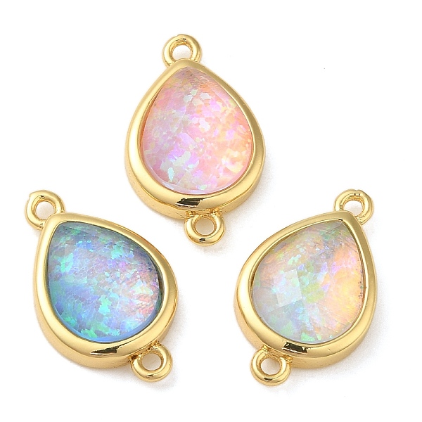 

PandaHall Synthetic Opal Connector Charms, Rack Plating Brass Teardrop Links, Golden, Mixed Color, 17.5x10.5x5mm, Hole: 1.4mm Brass Teardrop..., Multicolor
