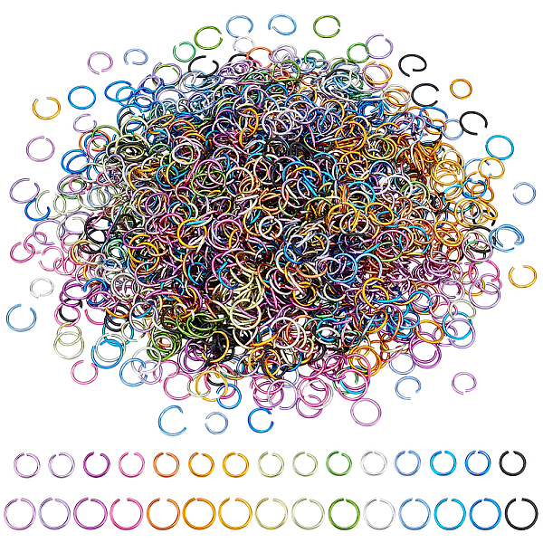 

PandaHall 1500Pcs 30 Styles Aluminum Wire Open Jump Rings, Round Ring, Mixed Color, 18 Gauge, 8~10x1.0mm, about 50pcs/style Aluminum Ring..., Multicolor