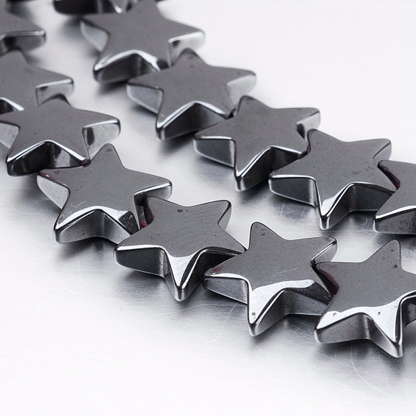 PandaHall Non-magnetic Synthetic Hematite Beads Strands, Star, 10x10.5x3mm, Hole: 1mm, about 53pcs/strand, 15.9 inch(40.5cm) Non-magnetic...