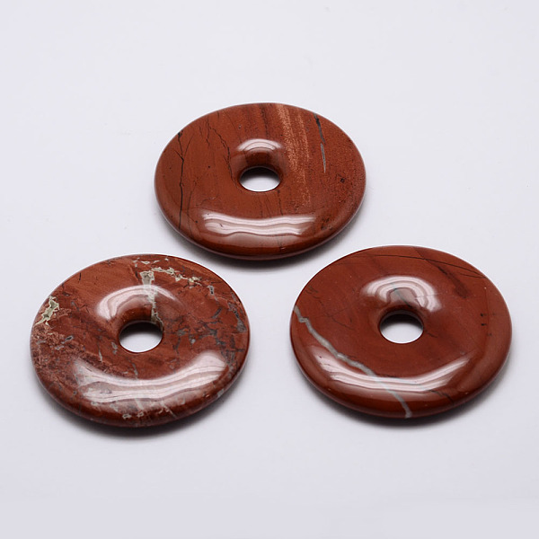 

PandaHall Natural Red Jasper Pendants, Donut/Pi Disc, 56x9mm, Hole: 10.5mm Red Jasper Flat Round