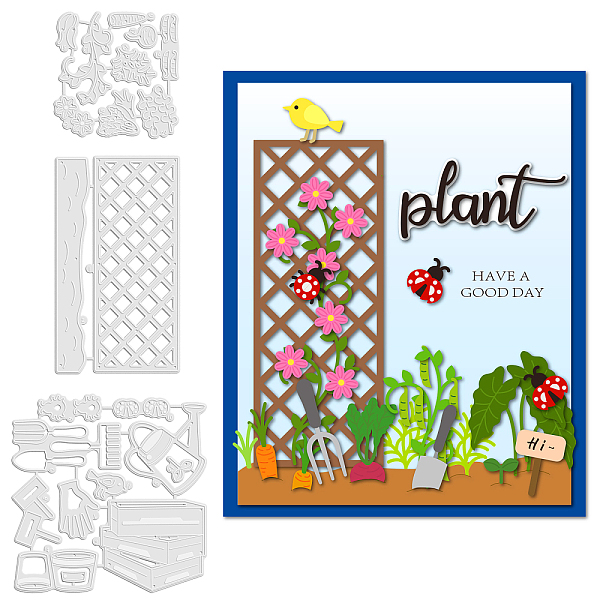 

PandaHall GLOBLELAND 3Set 20Pcs Garden Tools Cutting Dies Metal Plants Fence Die Cuts Embossing Stencils Template for Paper Card Making...