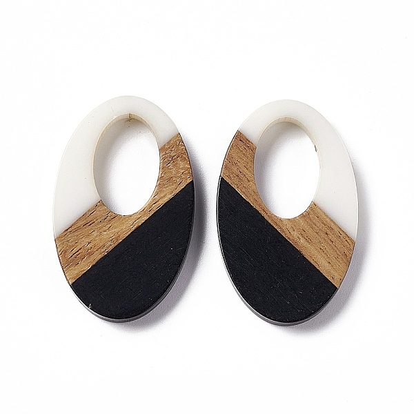 

PandaHall Opaque Resin & Walnut Wood Pendants, Oval Charms, Black, 35.5x22x3.5mm, Hole: 16X10mm Resin+Wood Oval Black