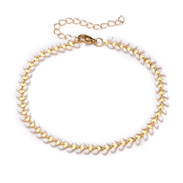 

PandaHall Brass Enamel Cobs Chain Anklets, with 304 Stainless Steel Lobster Claw Clasps, White, Real 18K Gold Plated, 8-1/2 inch(21.6cm)...
