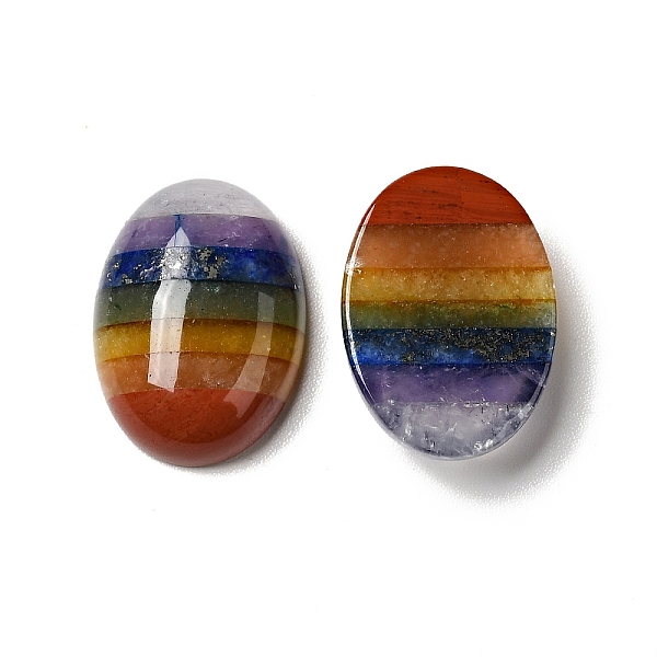 

PandaHall Chakra Natural Mixed Gemstone Cabochons, Flat Back, Oval, 18.5x13.5x5.5mm Mixed Stone Oval