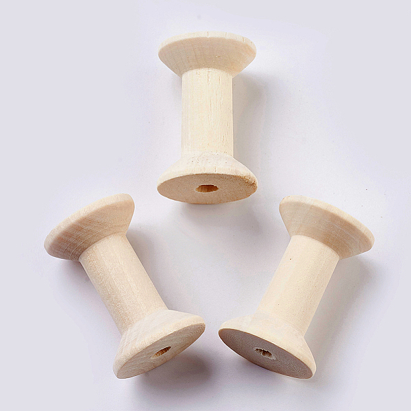 PandaHall Wooden Empty Spools for Wire, Thread Bobbins, Blanched Almond, 48~48.5x31~31.5mm, Hole: 3.5mm Wood Orange