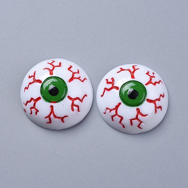 

PandaHall Halloween Theme Opaque Resin Cabochons, for Jewelry Making, Eyeball, with Bloodshot, Flat Back, White, 23.5x8mm Resin Eye White