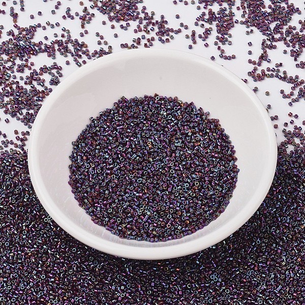 

PandaHall MIYUKI Delica Beads, Cylinder, Japanese Seed Beads, 11/0, (DB1694) Silver Lined Glazed Dark Cranberry AB, 1.3x1.6mm, Hole: 0.8mm..., Purple