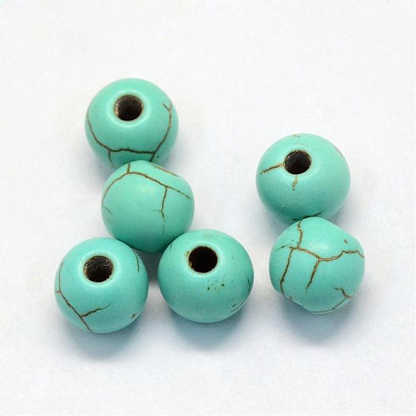 

PandaHall Synthetic Turquoise Beads, Round, Dyed, Turquoise, 8x7.5mm, Hole: 1.5mm Synthetic Turquoise Round Green