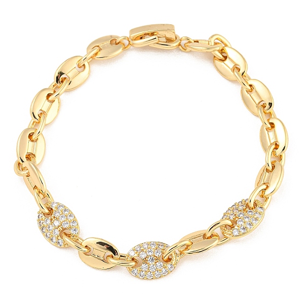 Bracelets à maillons en laiton doré avec micro pavé de zircone cubique