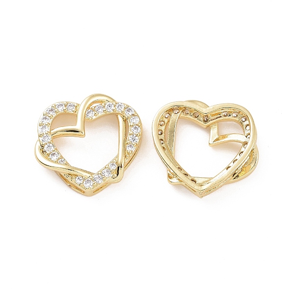 

PandaHall Rack Plating Brass Micro Pave Clear Cubic Zirconia Pendants, Bouble Heart Charms, Golden, 16x16x4mm, Hole: 5x0.7mm Brass+Cubic...