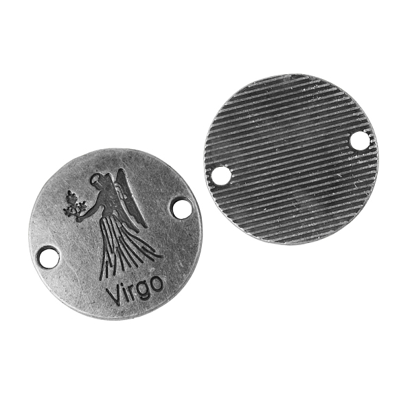 

PandaHall Tibetan Style Alloy Links connectors, Flat Round with Constellation/Zodiac Sign, Cadmium Free & Lead Free, Virgo, 23x2mm, Hole...