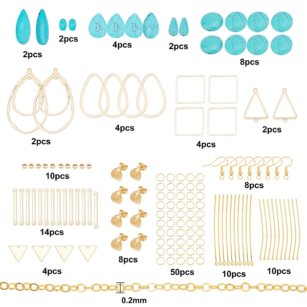 

PandaHall SUNNYCLUE DIY Dangle Earring Kits, Including Turquoise Beads, Alloy Links, 304 Stainless Steel Stud Earring Findings, Brass Charms...