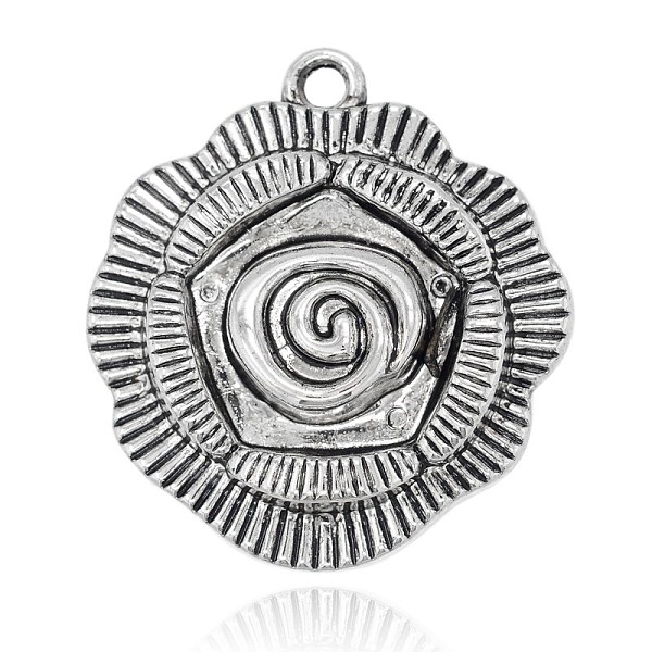 

PandaHall CCB Plastic Rose Flower Big Pendants, Antique Silver, 54x50x12mm, Hole: 4mm Plastic Flower