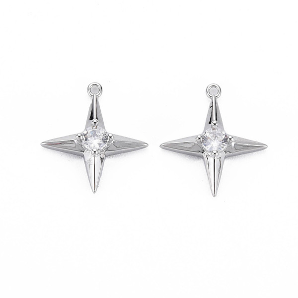 

PandaHall Brass Clear Cubic Zirconia Pendants, Nickel Free, Star, Real Platinum Plated, 16x14.5x4.5mm, Hole: 1mm Brass+Cubic Zirconia Star...