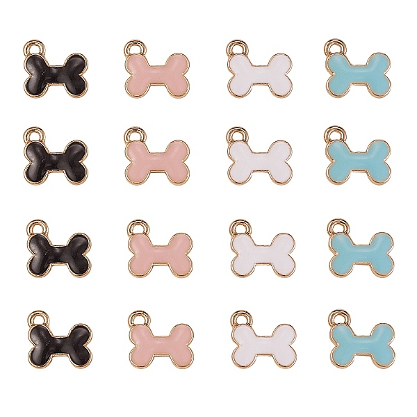 

PandaHall 40Pcs 4 Colors Alloy Charms, with Enamel, Cadmium Free & Lead Free, Light Gold, Bone, Mixed Color, 11.5x13x2mm, Hole: 1.6mm..., Multicolor