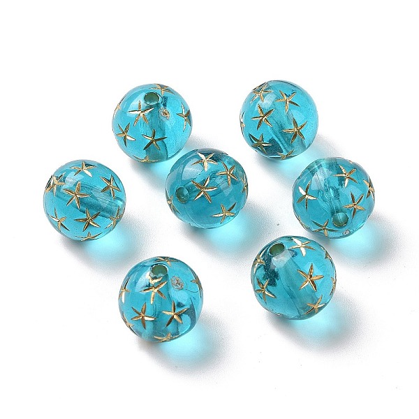 

PandaHall Transparent Acrylic Beads, Golden Metal Enlaced, Round, Turquoise, 12mm, Hole: 2mm Acrylic Round Green