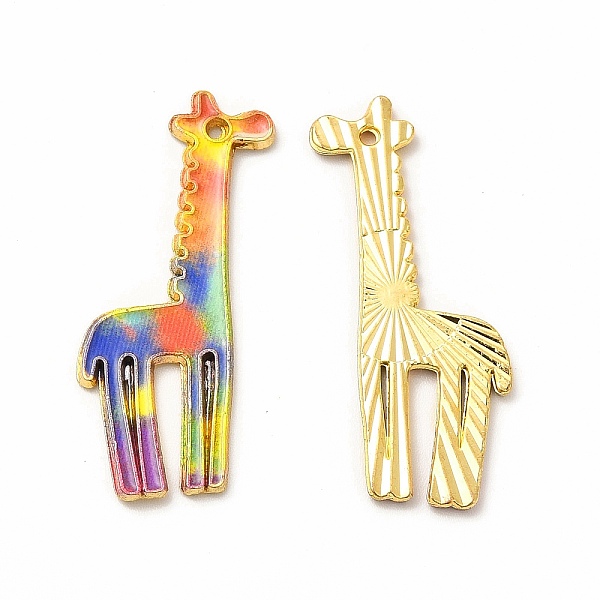 

PandaHall Alloy Pendants, Cadmium Free & Nickel Free & Lead Free, Giraffe, Colorful, 33x17x1.5mm, Hole: 1.2mm Alloy Other Animal
