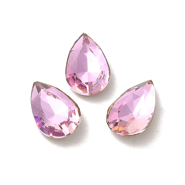 

PandaHall Glass Rhinestone Cabochons, Point Back & Back Plated, Faceted, Teardrop, Light Rose, 8x5x2.5mm Glass Rhinestone Teardrop Pink
