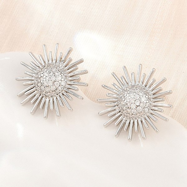 Boucles d'oreilles en laiton avec micro pavé de zircons cubiques pour femmes