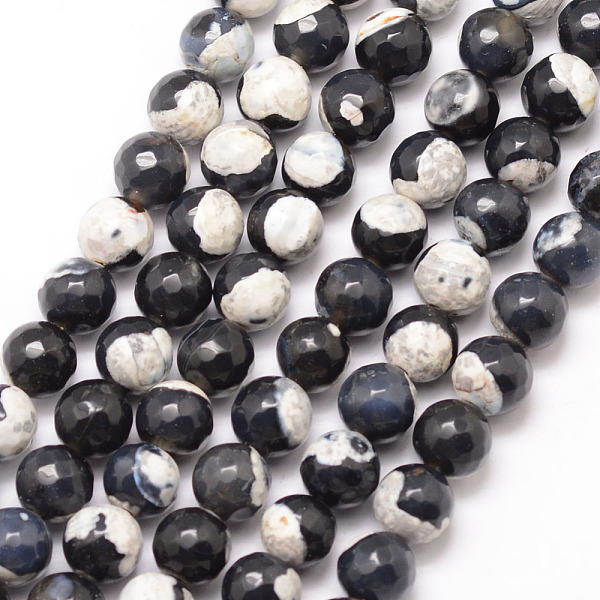 

PandaHall Natural Fire Crackle Agate Bead Strands, Round, Grade A, Faceted, Dyed & Heated, Black, 6mm, Hole: 1mm, about 61pcs/strand, 15...