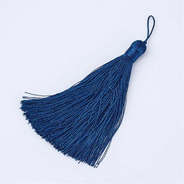 

PandaHall Nylon Tassel Big Pendants, Marine Blue, 105x11mm Nylon Blue