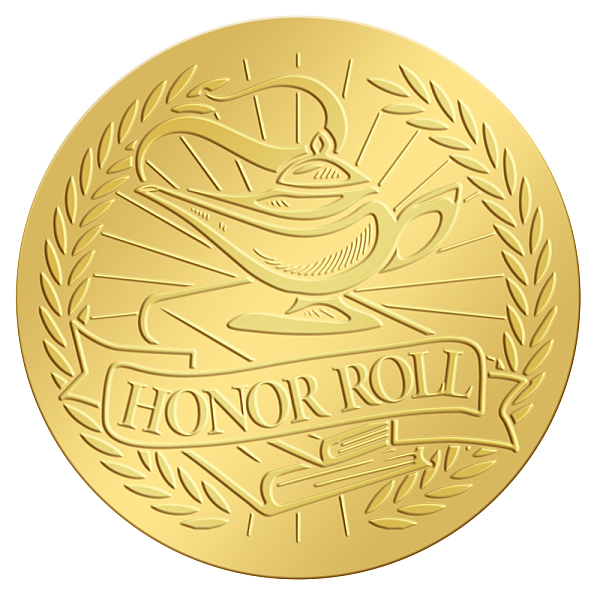 

PandaHall CRASPIRE 2 Inch Gold Embossed Envelope Seals Stickers Honor Roll 100pcs Adhesive Embossed Foil Seals Stickers Label for Wedding...