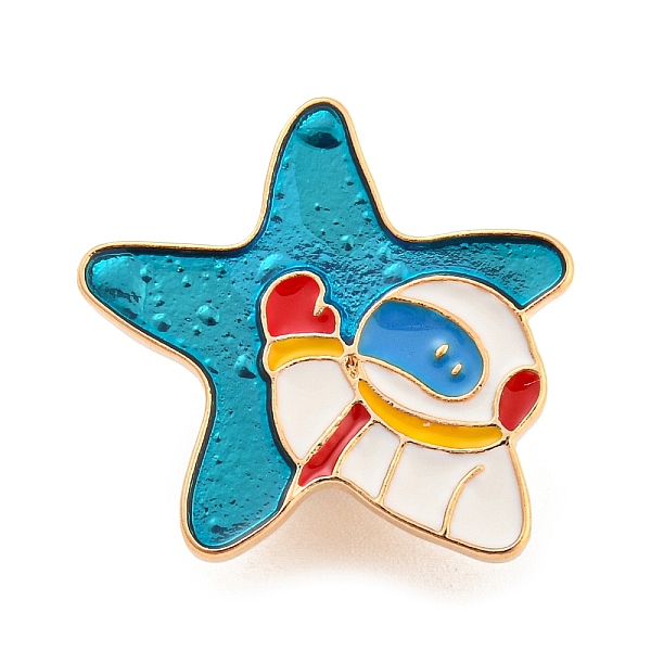 

PandaHall Golden Alloy Brooches, Enamel Pins, Star & Astronaut, 22x23.5x1.8mm Alloy+Enamel Star