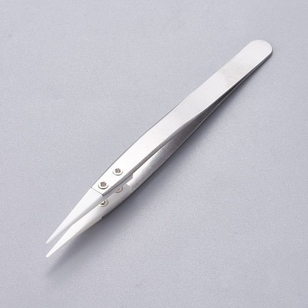 

PandaHall Stainless Steel Beading Tweezers, with Porcelain, Stainless Steel Color, 13~13.1x0.95~1cm Stainless Steel White